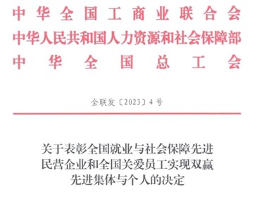 喜訊！威勝集團榮獲“全國就業(yè)與社會保障先進(jìn)民營企業(yè)”稱號！